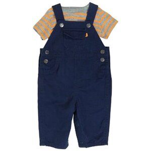 Soft cotton overalls & tee shirt 2-pc outfit set